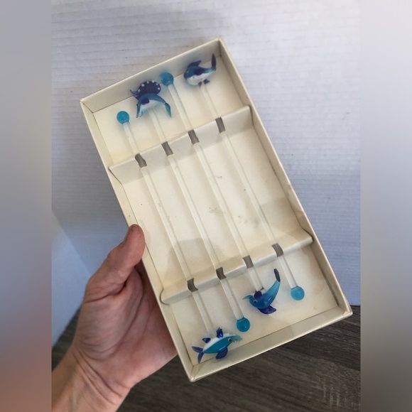 Handblown Glass Marine Animal Stir Sticks - Picture 8 of 8